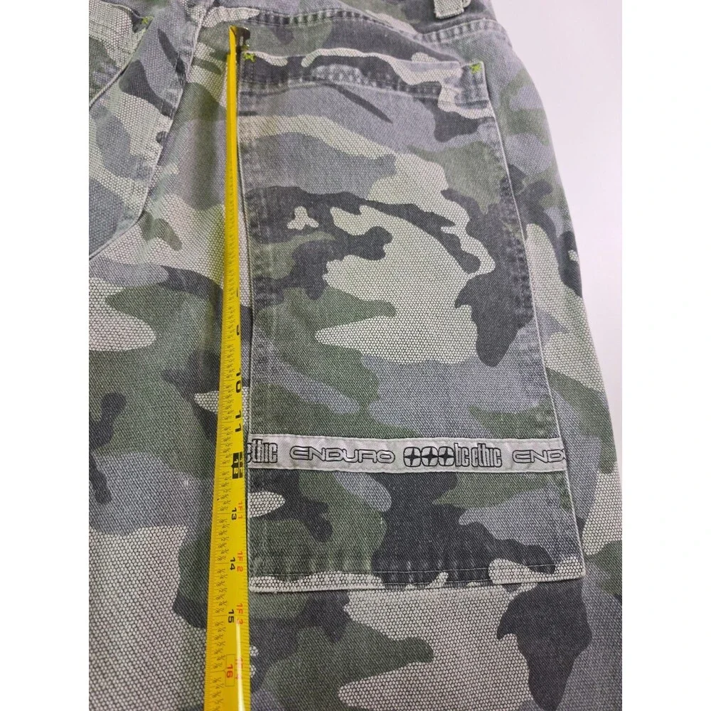 Rare BC Ethic Trousers Enduro Camo Y2K 1990s Baggy USA Skater 36x32 Cargo 2263
